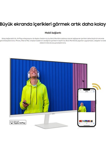 27" Wi-Fi Akıllı Tv-Monitör 4ms 60Hz 1920 x 1080 Fullhd Smart Monitör Beyaz Dahili TV uygulamalarına sahip bir monitör ile Smart TV deneyimi yaşayın