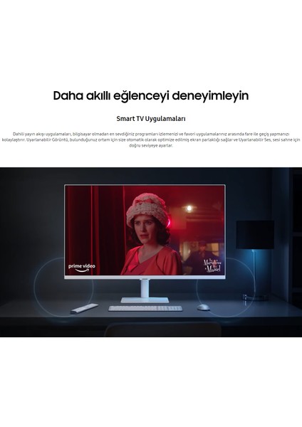 27" Wi-Fi Akıllı Tv-Monitör 4ms 60Hz 1920 x 1080 Fullhd Smart Monitör Beyaz Dahili TV uygulamalarına sahip bir monitör ile Smart TV deneyimi yaşayın