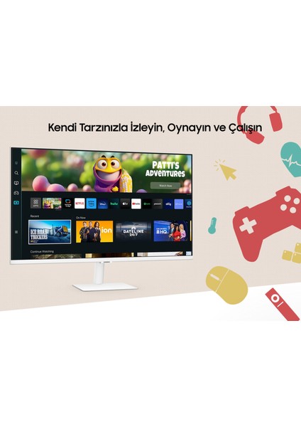 27" Wi-Fi Akıllı Tv-Monitör 4ms 60Hz 1920 x 1080 Fullhd Smart Monitör Beyaz Dahili TV uygulamalarına sahip bir monitör ile Smart TV deneyimi yaşayın