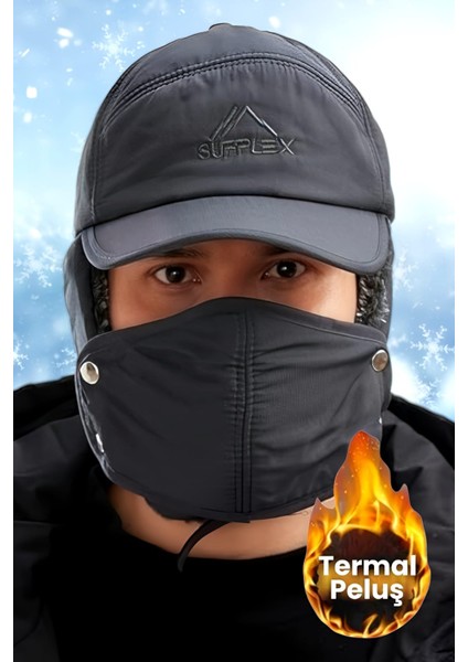 Çok Fonksiyonlu Su ve Rüzgar Geçirmez Kürklü Termal Şapka Kışlık Şapka