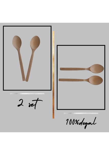 Ahşap 2'li 37CM | Geniş Ağızlı Ahşap Kayın Tahta Kaşık | Yemek Büyük Karıştırma Kaşığı