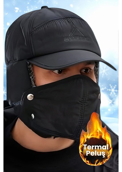 Çok Fonksiyonlu Su ve Rüzgar Geçirmez Kürklü Termal Şapka Kışlık Şapka