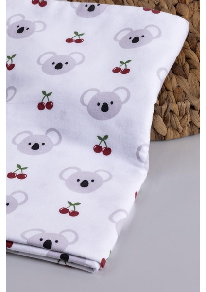 Yumuşak ve şık bebek battaniyesi, koala desenli, pamuklu, hipoalerjenik, bej renkli