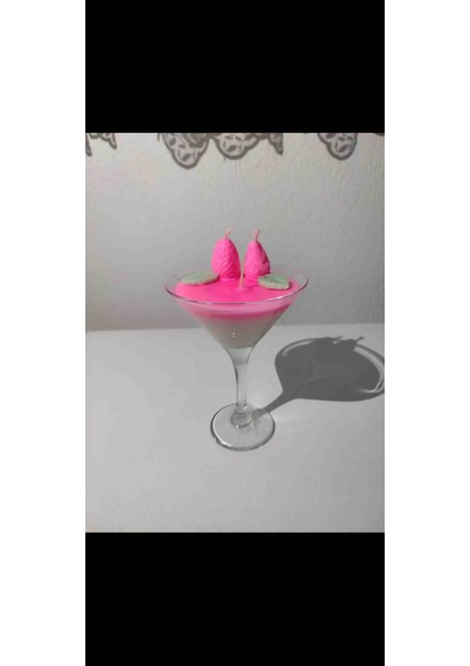 Çilekli Martini Bardağı Mum