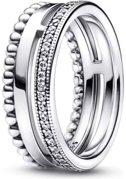 Signature Logo Pavé ve Boncuklu Yüzük