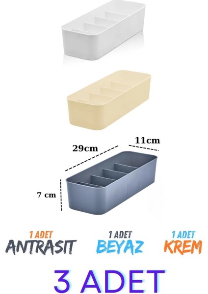 5 Bölmeli Düzenleyici, Saat, Takı, Toka, Çorap, Iç Çamaşırı Organizeri 3 Adet