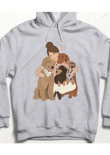 Pati Sarılışı Tasarım Sweatshirt Beyaz