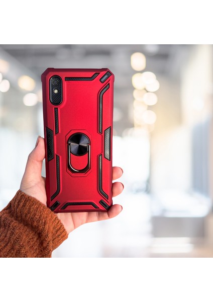 Xiaomi Redmi 9A Yüzüklü Standlı Tank Kılıf