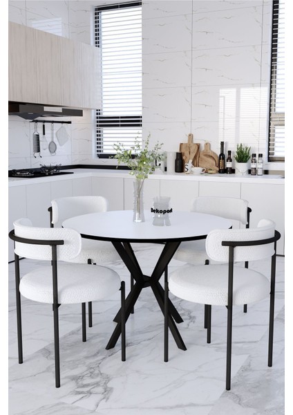 Mina Masa Sandalye Takım 90 cm Masa 4 Sandalye Teddy Sandalye Bukle - Teddy Kumaş fiyatları