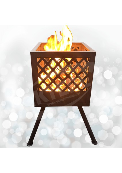 Aktepe Group Ateş Çukuru Bahçe Şöminesi 60 Litre Geniş Hacimli Şömine Soba Mangal Fire Pit