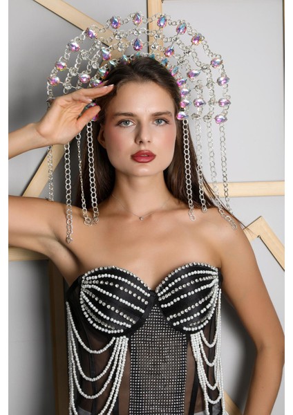 Festival ve Karnaval Tüy Başlığı Show Girl Tüylü Başlık El Yapımı Kişiye Özel modelleri