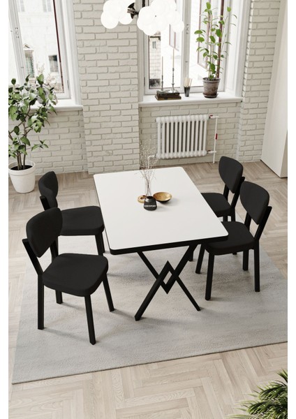 Elma Teddy Kumaş Mutfak Masa Sandalye Takımı 80*123