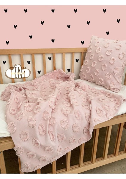 Pembe Ponponlu Şönil Pike, 100x100 cm, Pamuklu, Hipoalerjenik, Bebek Kundak Battaniyesi fiyatları