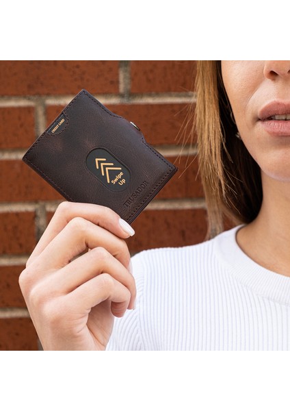 Valencia Kahverengi Bozuk Paralık Cepli Unisex Hakiki Deri Rfid Korumalı Erkek Kadın Mini Cüzdan Hediye