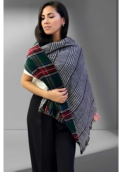 Kadın Çift Taraflı Ekose Desenli Yumuşak Omuz Şalı Atkı ( 70CM x 180CM ) fırsatları