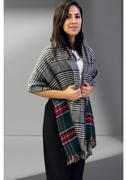 Kadın Çift Taraflı Ekose Desenli Yumuşak Omuz Şalı Atkı ( 70CM x 180CM ) indirimleri
