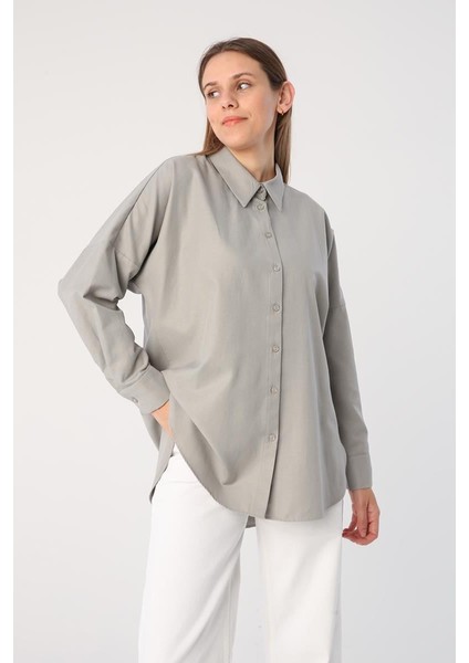 GRI01-OVERSIZE Basic Gömlek
