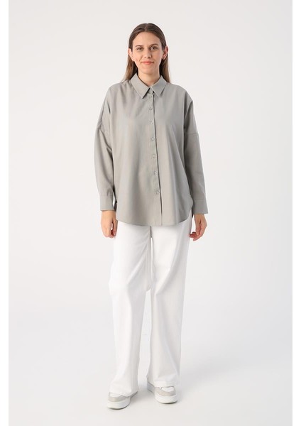 GRI01-OVERSIZE Basic Gömlek