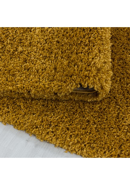 Yuvarlak Soft Shaggy Halı Salon Oturma Mutfak Halısı Yumuşak Yüksek Havlı Düz Altın Gold Dore indirimleri