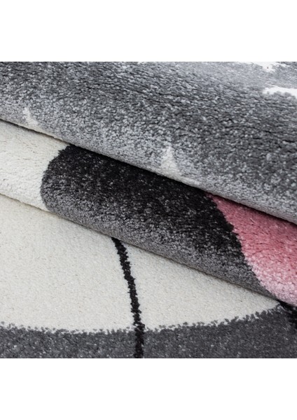 Yuvarlak Soft Yumuşak Çocuk Odası Halısı Neşeli Kedi ve Yıldız Desenli Gri Beyaz Pembe indirimleri