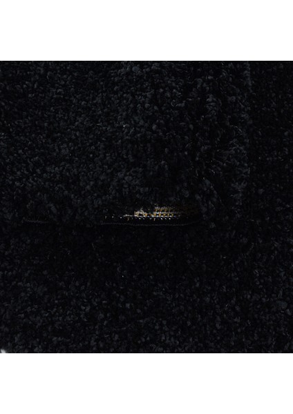 Yuvarlak Soft Shaggy Halı Salon Oturma Mutfak Halısı Yumuşak Yüksek Havlı Düz Siyah Renkli indirimleri