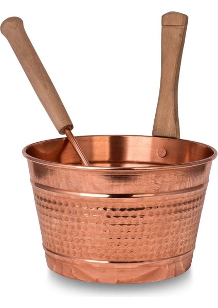 Dövme Bakır Göçek Sauna Kovası Kepçeli Takım
