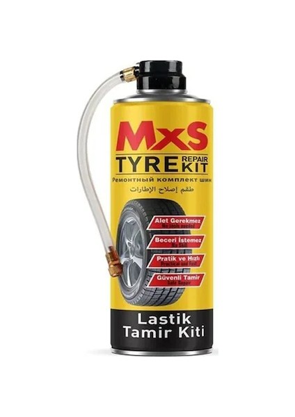 Mxs Lastik Tamir Kiti Pratik ve Hızlı Kullanım İçin Güvenli 400 ml Alet Gerektirmeyen