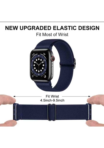 Apple Watch Seri 9 8 7 6 Se 5 4 3 2 1 38-40-41 mm (Seri 10-42MM) Uyumlu Esnek Bez Kayış modelleri