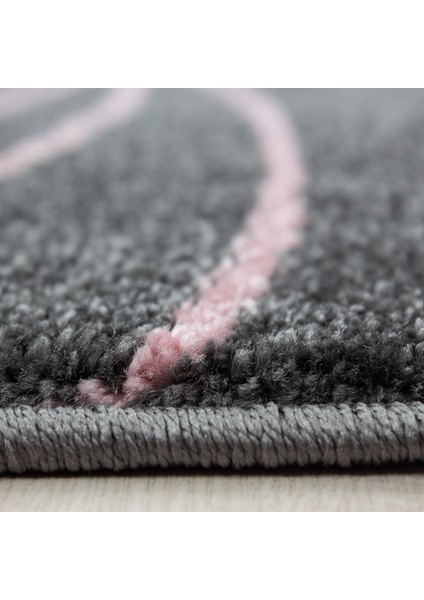 Yuvarlak Soft Yumuşak Çocuk Odası Halısı Kuyruklu Yıldız Desenli Gri Beyaz Pembe modelleri