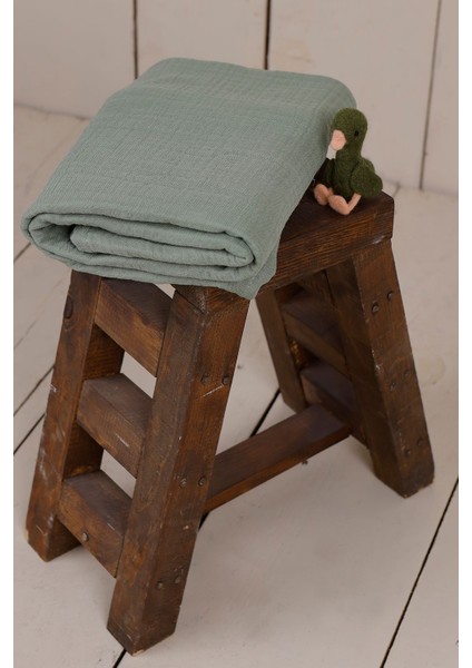 Yeşil 4 Katlı Çok Amaçlı Pamuklu Müslin Örtü Battaniye, yumuşak ve şık kullanım