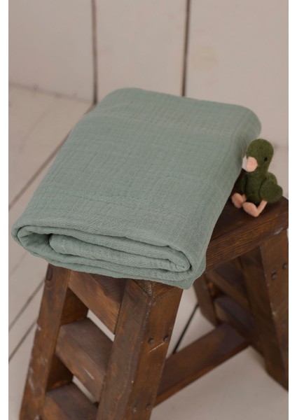 Yeşil 4 Katlı Çok Amaçlı Pamuklu Müslin Örtü Battaniye, yumuşak ve şık kullanım fiyatları