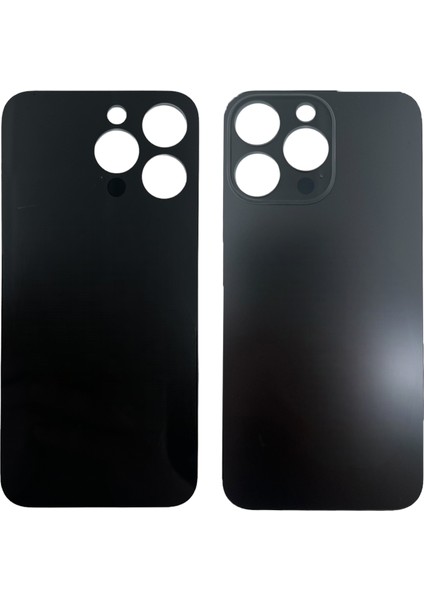 iPhone 15 Pro Uyumlu Geniş Kamera Camlı Batarya Kapağı (Siyah) NT-106736