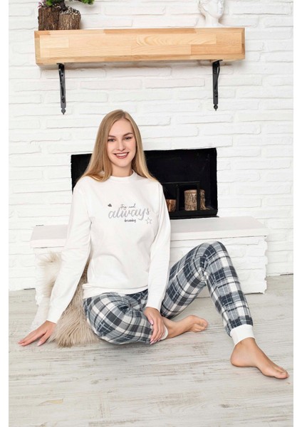 Kadın Bisiklet Yaka Bilek Manşet/lastikli 2 Iplik Cepli Kışlık Jogger Eşofman Pijama Takımı Homewear fiyatları