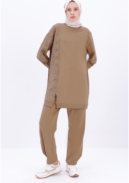 Vizon-Büyük Beden Fisto Garnili Pantolonlu Takım