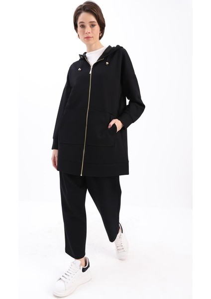 Siyah-Kanguru Cepli Eşofman Takımı