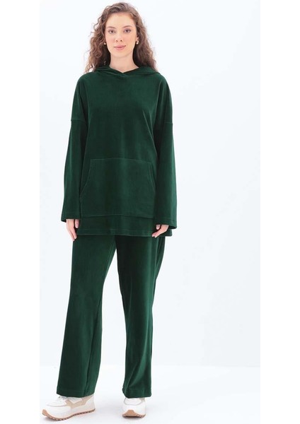 Zümrüt-Kapüşonlu Kanguru Cepli Pantolonlu Takım fiyatları