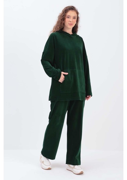 Zümrüt-Kapüşonlu Kanguru Cepli Pantolonlu Takım modelleri