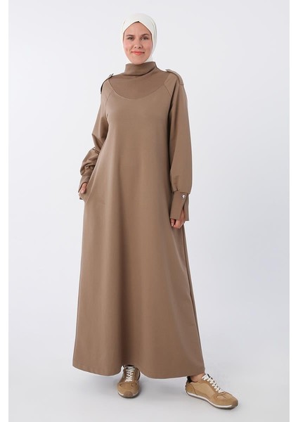 Vizon-Pamuklu Kolları Düğmeli Apoletli Elbise fiyatları