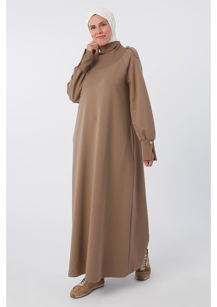 Vizon-Pamuklu Kolları Düğmeli Apoletli Elbise modelleri