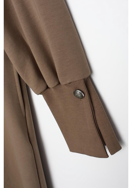 Vizon-Pamuklu Kolları Düğmeli Apoletli Elbise indirimleri