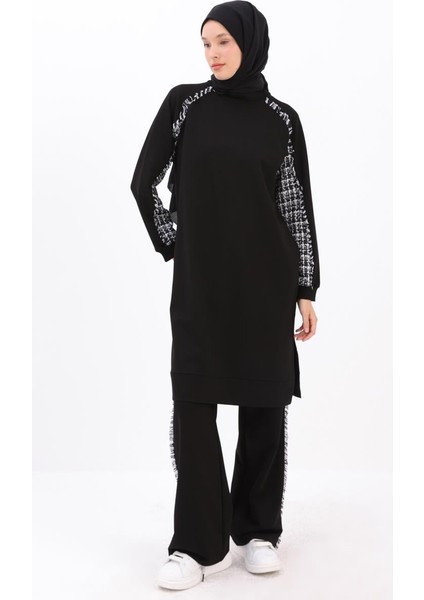 Siyah-Tüvit Garni Detaylı Pantolon Takımı