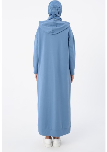 Mavi-Kapüşonlu Örme Elbise fırsatları