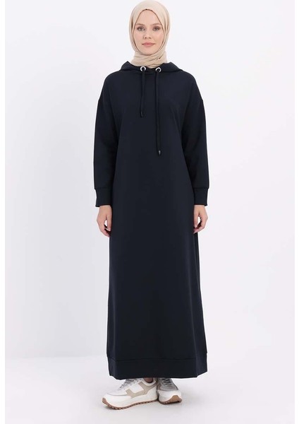 Lacivert-Kapüşonlu Örme Elbise fiyatları