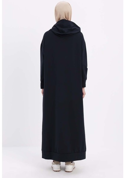 Lacivert-Kapüşonlu Örme Elbise fırsatları