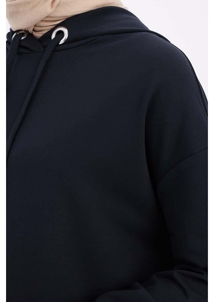 Lacivert-Kapüşonlu Örme Elbise indirimleri