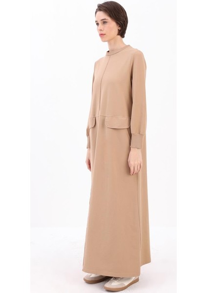 Bej-Cepli Örme Elbise modelleri