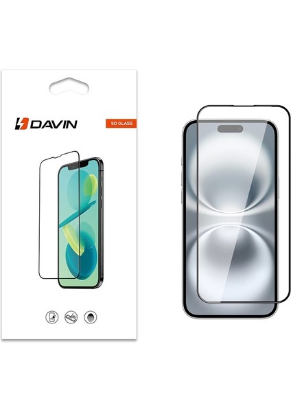 Apple iPhone 16 Uyumlu Davin 5d Cam Ekran Koruyucu
