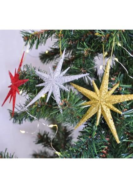 Yılbaşı Ağacı, Simli Yıldız Yılbaşı Ağaç Süsü 3 Adet