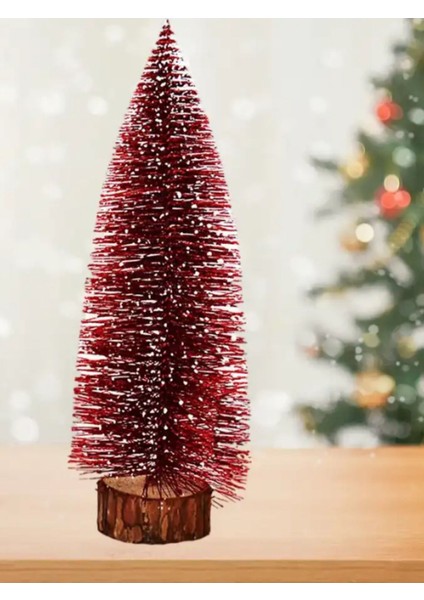 Yılbaşı Ağacı, Kırmızı Simli Dekoratif Çam Ağacı 30CM
