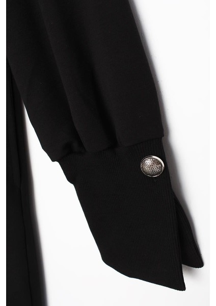 Siyah-Pamuklu Kolları Düğmeli Apoletli Elbise indirimleri